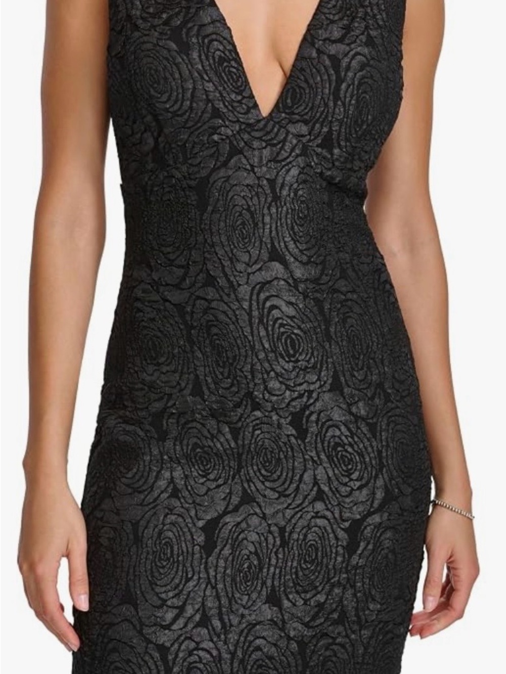 Black Floral V-Neck Sheath Dress for Weddings